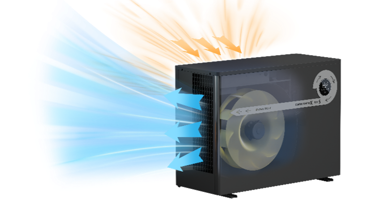 Premium pool heat pump showing efficient airflow